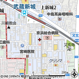 元氣七輪焼肉 牛繁 武蔵新城店周辺の地図