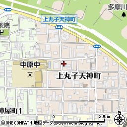 水道修理の救急車川崎上丸子天神店周辺の地図