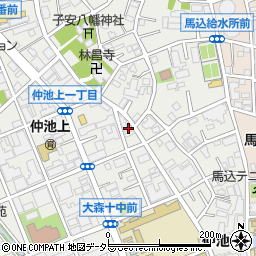 東京都大田区仲池上1丁目12周辺の地図