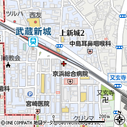 ファミリーマート武蔵新城南口店周辺の地図