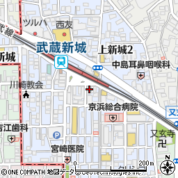 日高屋 武蔵新城南口店周辺の地図