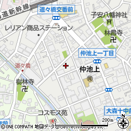 東京都大田区仲池上1丁目25周辺の地図