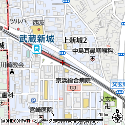 中原警察署武蔵新城駅前交番周辺の地図