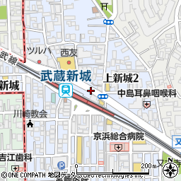 武蔵新城駅前周辺の地図
