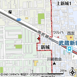 タイムズ武蔵新城第７駐車場周辺の地図