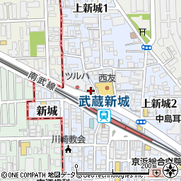 三菱ＵＦＪ銀行武蔵新城駅前支店 ＡＴＭ周辺の地図