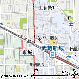モスバーガー武蔵新城店周辺の地図