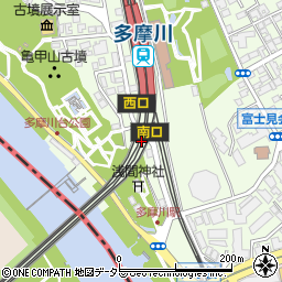 多摩川園駅前公衆トイレ周辺の地図