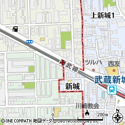 日産レンタカー武蔵新城店周辺の地図