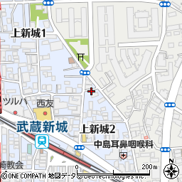 上新城町内会館周辺の地図