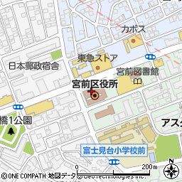 川崎市役所教育委員会　学校教育部宮前区・教育担当周辺の地図