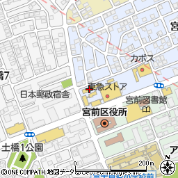メガネの栄友堂宮前平店周辺の地図