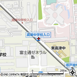 高津中入口周辺の地図