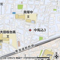 東京都大田区中馬込3丁目周辺の地図