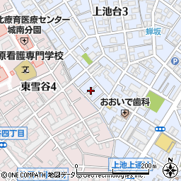 東京都大田区上池台3丁目42周辺の地図