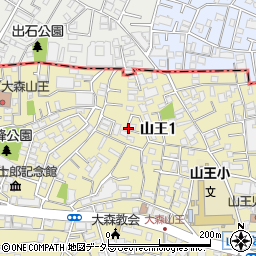 東京都大田区山王1丁目周辺の地図