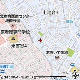 東京都大田区上池台3丁目42-19周辺の地図