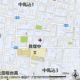 東京都大田区中馬込周辺の地図