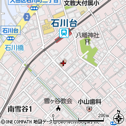 大田東雪谷二郵便局周辺の地図