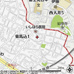 東京都大田区東馬込1丁目45周辺の地図