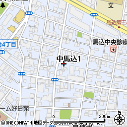東京都大田区中馬込1丁目周辺の地図
