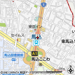 馬込駅前周辺の地図