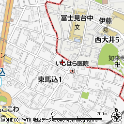 東京都大田区東馬込1丁目18周辺の地図