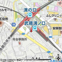 神奈川県川崎市高津区溝口周辺の地図
