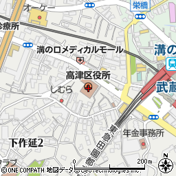 神奈川県川崎市高津区周辺の地図