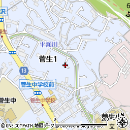 神奈川県川崎市宮前区菅生1丁目周辺の地図