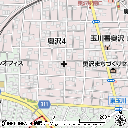 東京都世田谷区奥沢4丁目周辺の地図