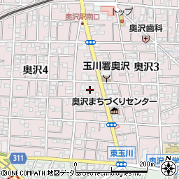 東京都世田谷区奥沢3丁目13周辺の地図