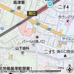 炭火焼肉酒房 雷音 高津店周辺の地図