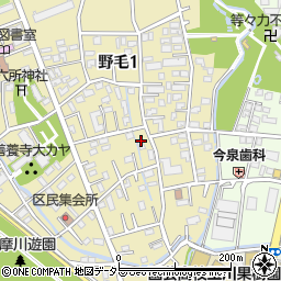 東京都世田谷区野毛1丁目周辺の地図