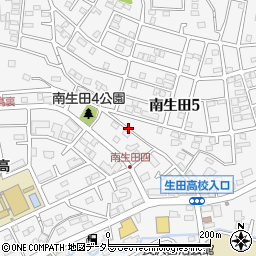 神奈川県川崎市多摩区南生田5丁目16周辺の地図
