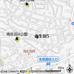 神奈川県川崎市多摩区南生田5丁目17-7周辺の地図