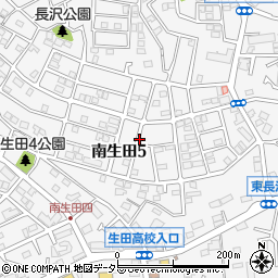 神奈川県川崎市多摩区南生田5丁目周辺の地図