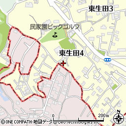 神奈川県川崎市多摩区東生田4丁目周辺の地図