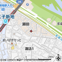 神奈川県川崎市高津区瀬田周辺の地図