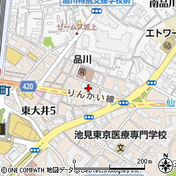 ファミリーマート東大井店周辺の地図