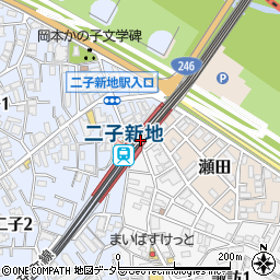 高津警察署二子新地駅前交番周辺の地図