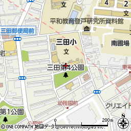川崎市役所　こども未来局三田小学校わくわくプラザ周辺の地図