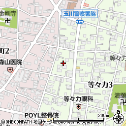 東京都世田谷区等々力3丁目21周辺の地図