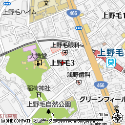 東京都世田谷区上野毛3丁目4周辺の地図