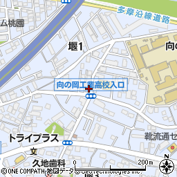 神奈川県川崎市多摩区堰周辺の地図