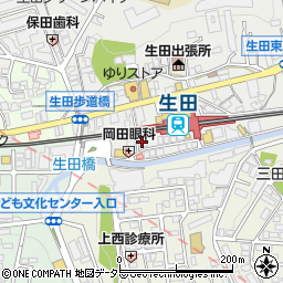 クスリのナカヤマ薬局生田駅南口店周辺の地図