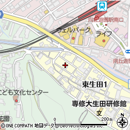 神奈川県川崎市多摩区東生田1丁目4周辺の地図