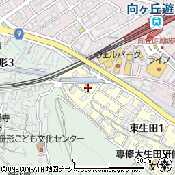 神奈川県川崎市多摩区東生田1丁目2周辺の地図