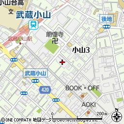 品川図書館　武蔵小山図書取次施設周辺の地図