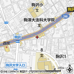 ポニークリーニング駒沢１丁目店周辺の地図